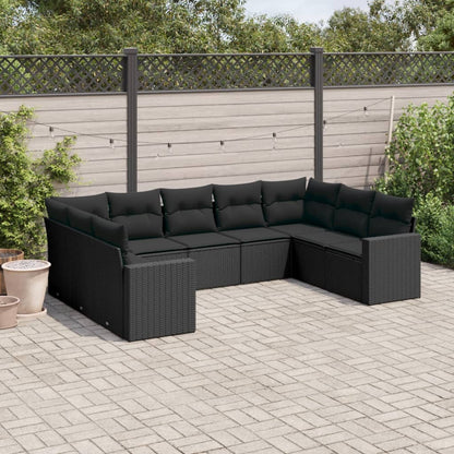 9-Tlg. Garten-Sofagarnitur Mit Kissen Poly Rattan