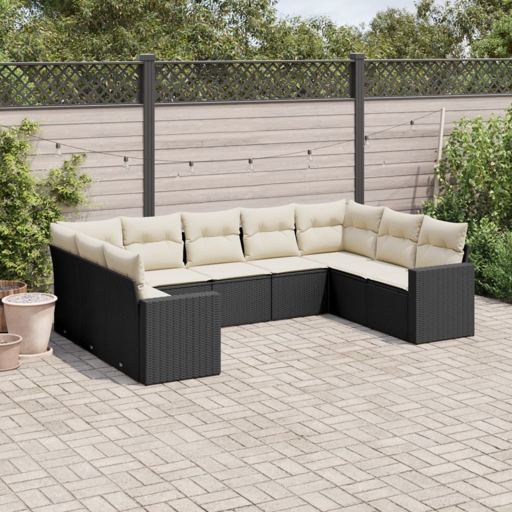 9-Tlg. Garten-Sofagarnitur Mit Kissen Poly Rattan