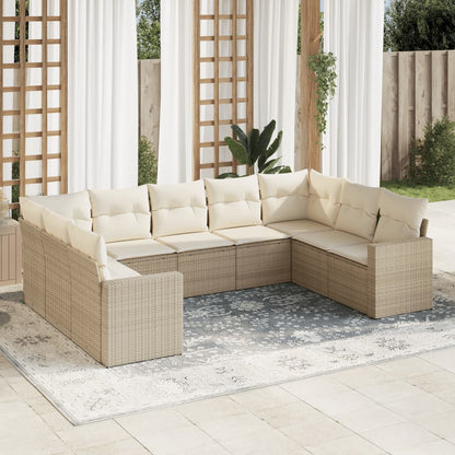 9-Tlg. Garten-Sofagarnitur Mit Kissen Poly Rattan