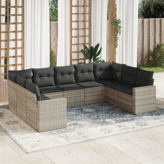 9-Tlg. Garten-Sofagarnitur Mit Kissen Poly Rattan