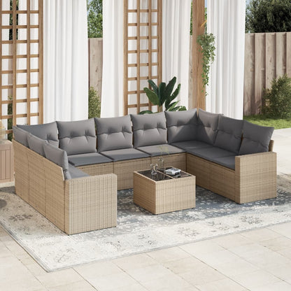 9-Tlg. Garten-Sofagarnitur Mit Kissen Poly Rattan