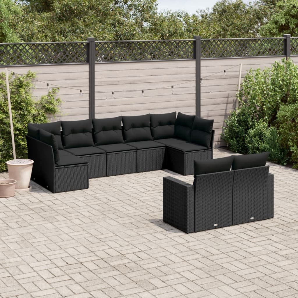 9-Tlg. Garten-Sofagarnitur Mit Kissen Poly Rattan