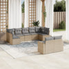 9-Tlg. Garten-Sofagarnitur Mit Kissen Poly Rattan