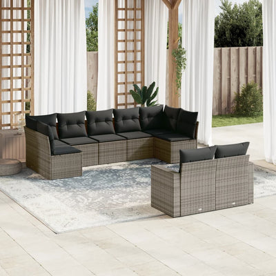 9-Tlg. Garten-Sofagarnitur Mit Kissen Poly Rattan