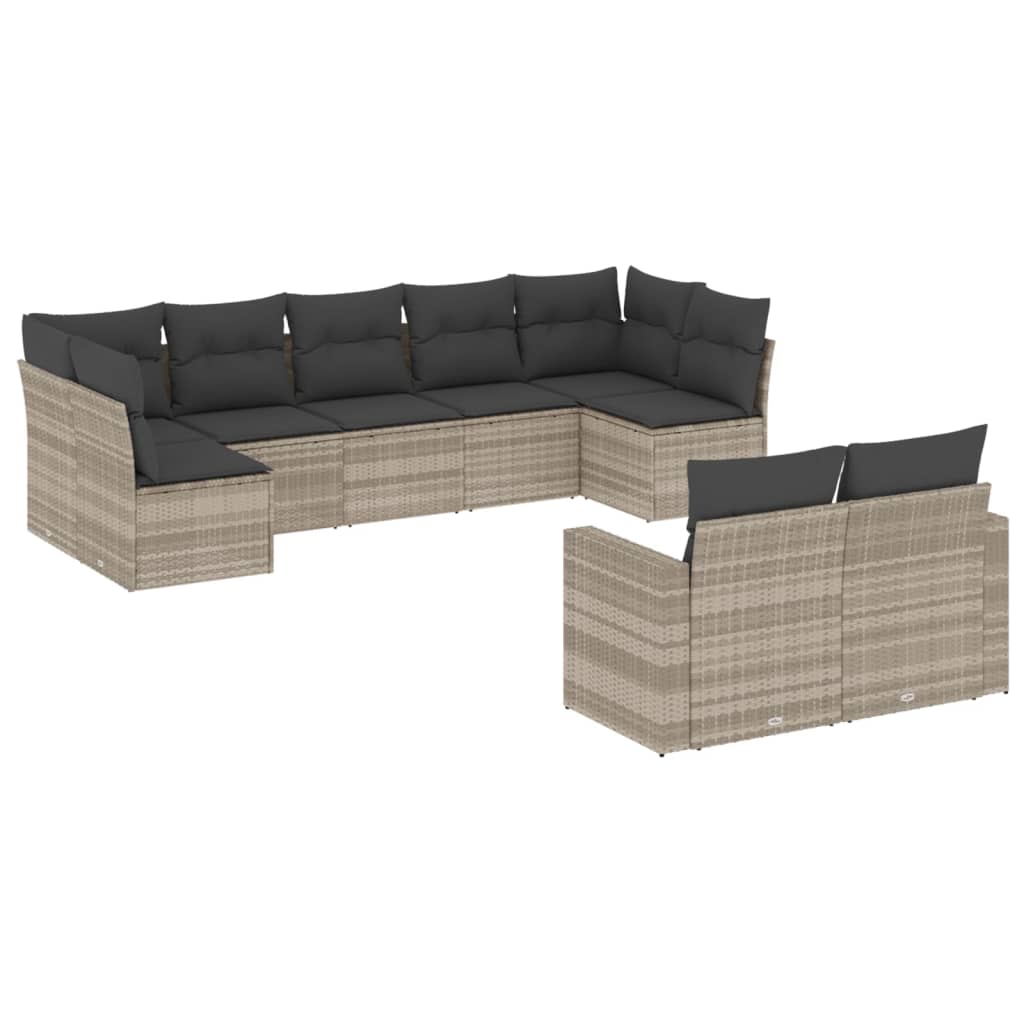 9-Tlg. Garten-Sofagarnitur Mit Kissen Poly Rattan