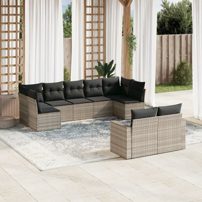 9-Tlg. Garten-Sofagarnitur Mit Kissen Poly Rattan