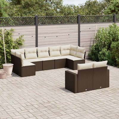 9-Tlg. Garten-Sofagarnitur Mit Kissen Poly Rattan