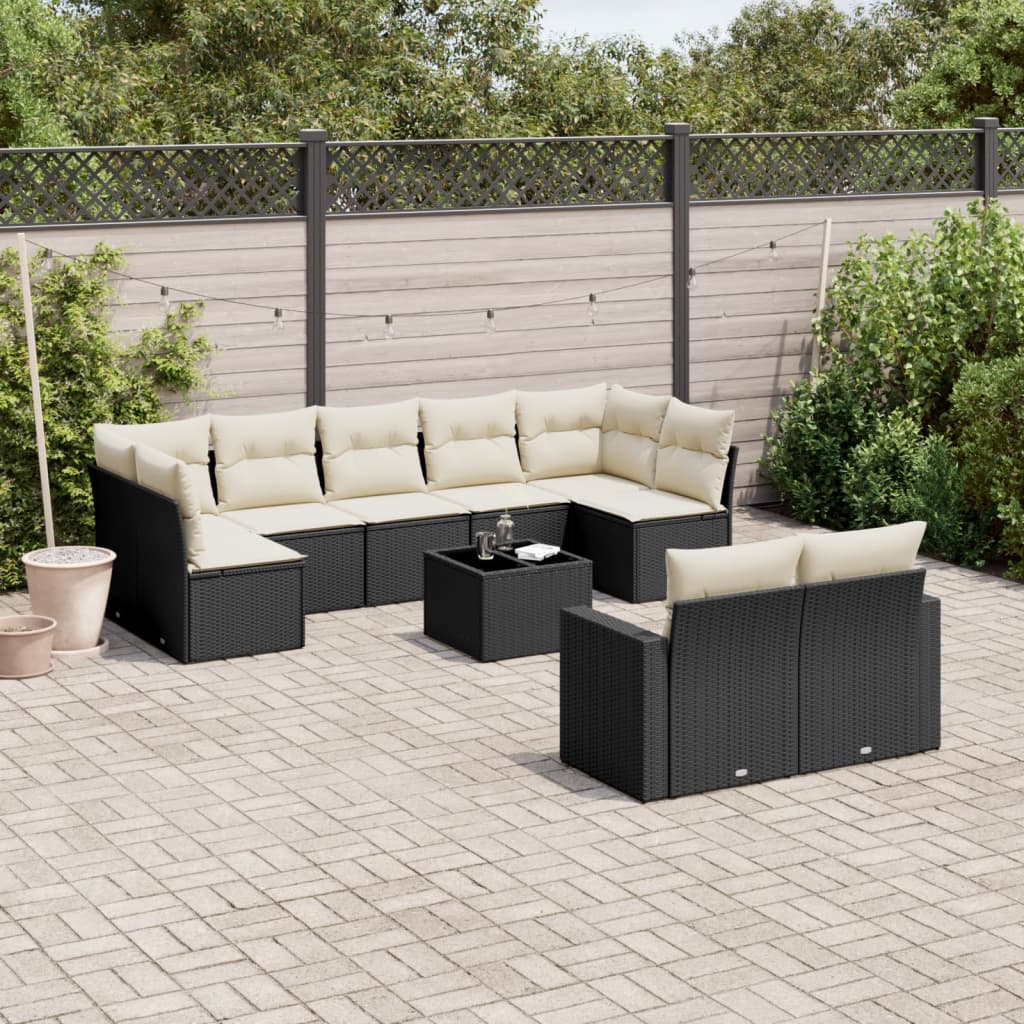 9-Tlg. Garten-Sofagarnitur Mit Kissen Poly Rattan