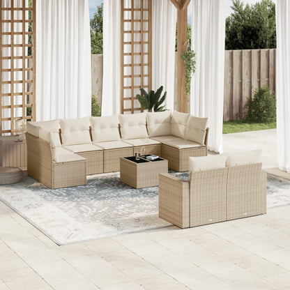 9-Tlg. Garten-Sofagarnitur Mit Kissen Poly Rattan