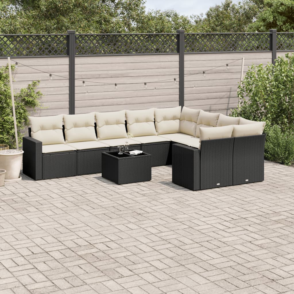 9-Tlg. Garten-Sofagarnitur Mit Kissen Hellgrau Poly Rattan