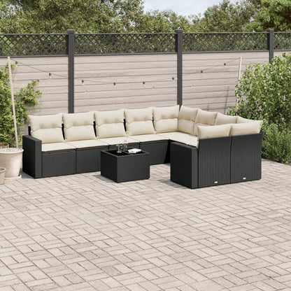 9-Tlg. Garten-Sofagarnitur Mit Kissen Hellgrau Poly Rattan