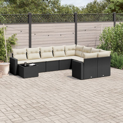 10-Tlg. Garten-Sofagarnitur Mit Kissen Hellgrau Poly Rattan