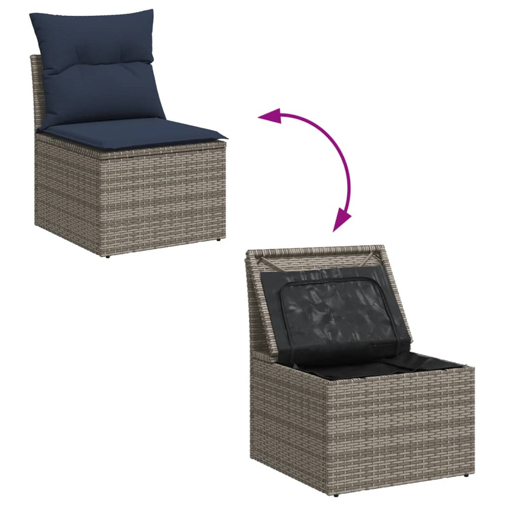 4-Tlg. Garten-Sofagarnitur Mit Kissen Poly Rattan