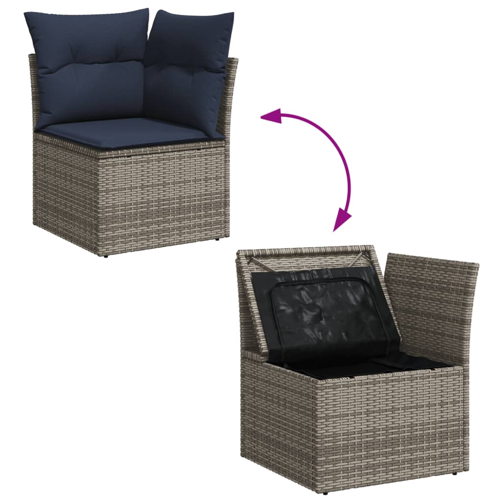 10-Tlg. Garten-Sofagarnitur Mit Kissen Poly Rattan