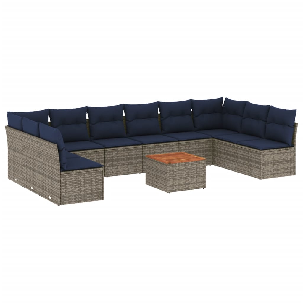 11-Tlg. Garten-Sofagarnitur Mit Kissen Poly Rattan