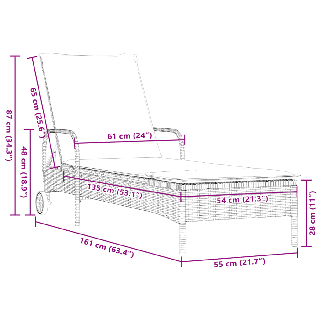 Sonnenliegen Mit Auflagen 2 Stk. Poly Rattan