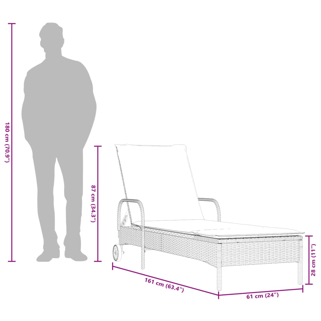 Sonnenliegen Mit Auflagen 2 Stk. Poly Rattan