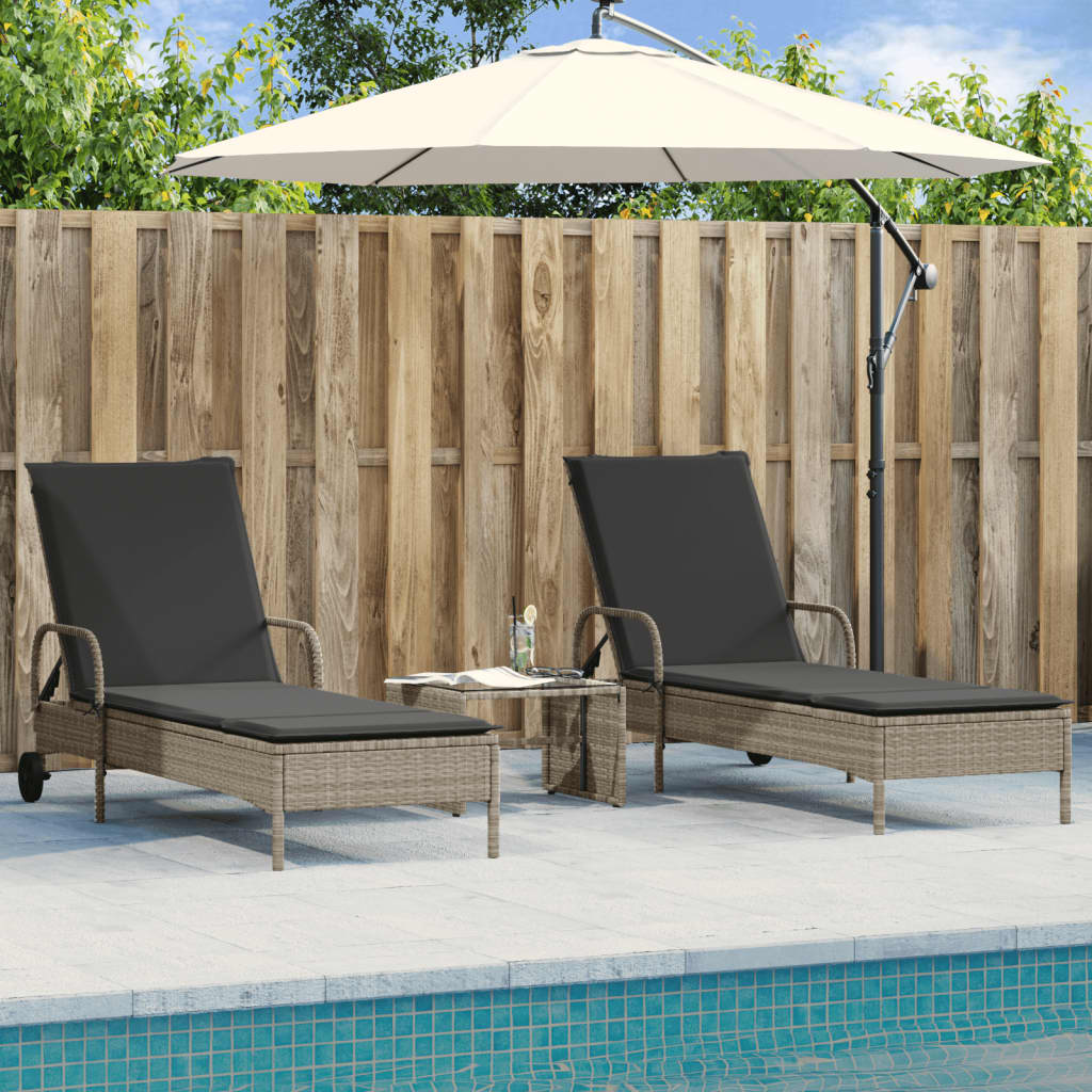 Sonnenliegen Mit Auflagen 2 Stk. Poly Rattan