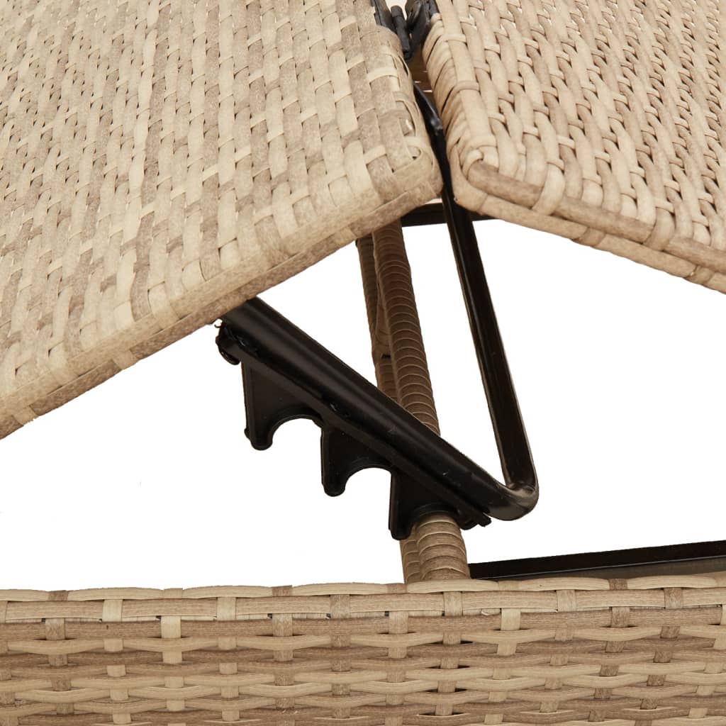 Sonnenliegen Mit Auflagen 2 Stk. Beige Poly Rattan