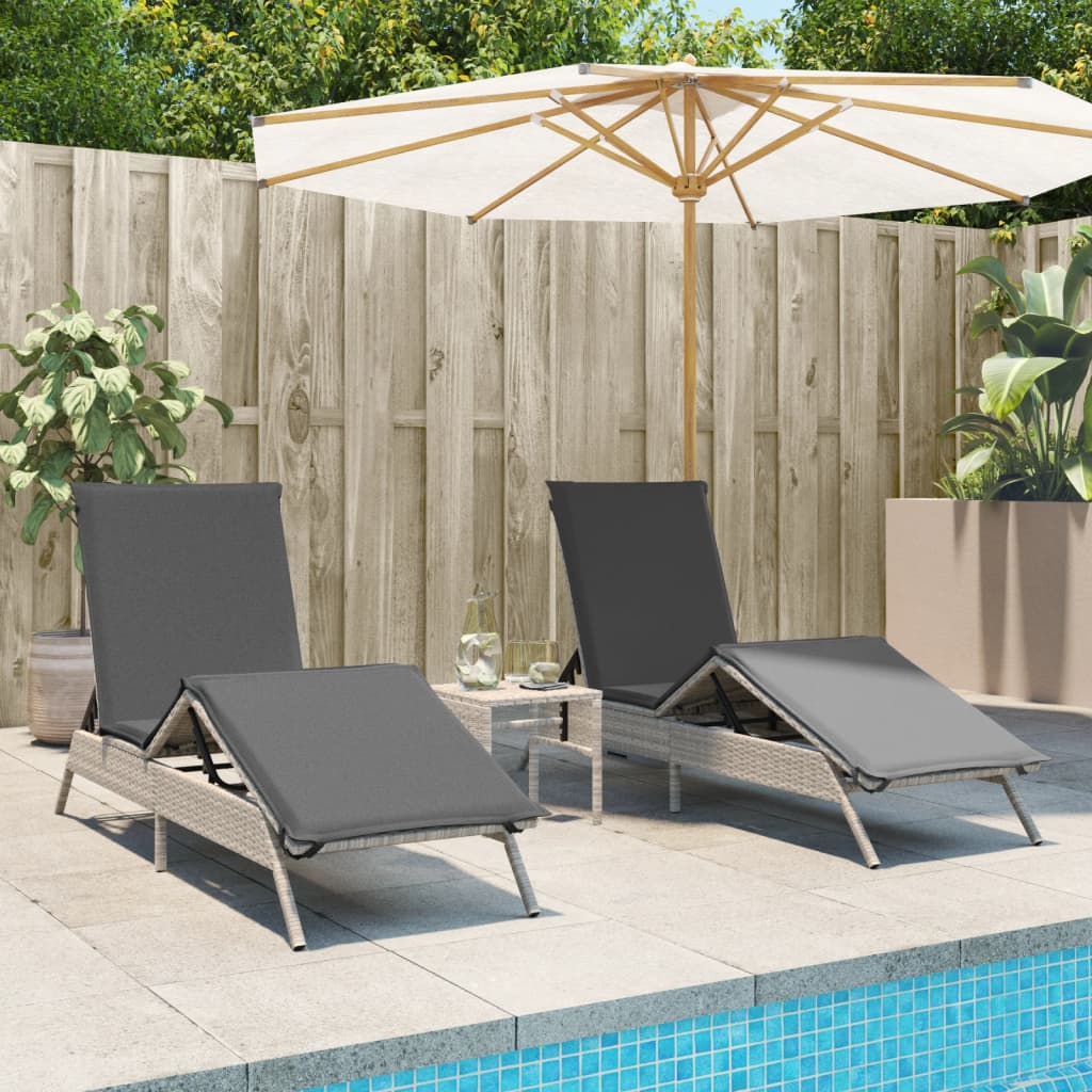 Sonnenliegen Mit Auflagen 2 Stk. Beige Poly Rattan