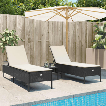 Sonnenliegen Mit Auflagen 2 Stk. Poly Rattan