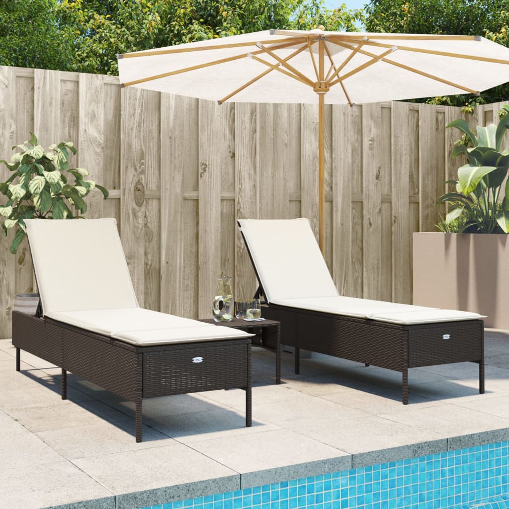 Sonnenliegen Mit Auflagen 2 Stk. Poly Rattan