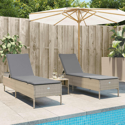 Sonnenliegen Mit Auflagen 2 Stk. Poly Rattan