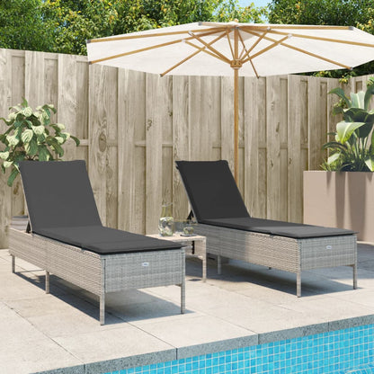 Sonnenliegen Mit Auflagen 2 Stk. Poly Rattan