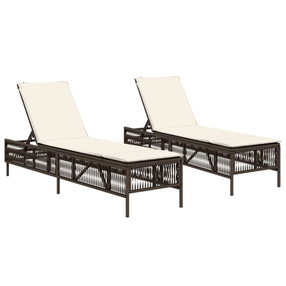 Sonnenliegen Mit Auflagen 2 Stk. Poly Rattan