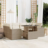 7-Tlg. Garten-Sofagarnitur Mit Kissen Beige Poly Rattan