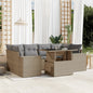 7-Tlg. Garten-Sofagarnitur Mit Kissen Beige Poly Rattan