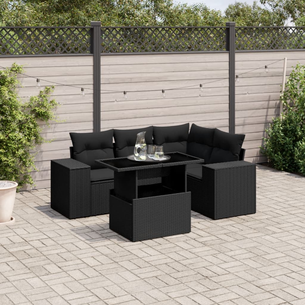 5-Tlg. Garten-Sofagarnitur Mit Kissen Beige Poly Rattan