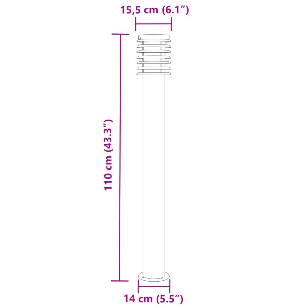 Wegeleuchte 110 Cm Edelstahl Schwarz