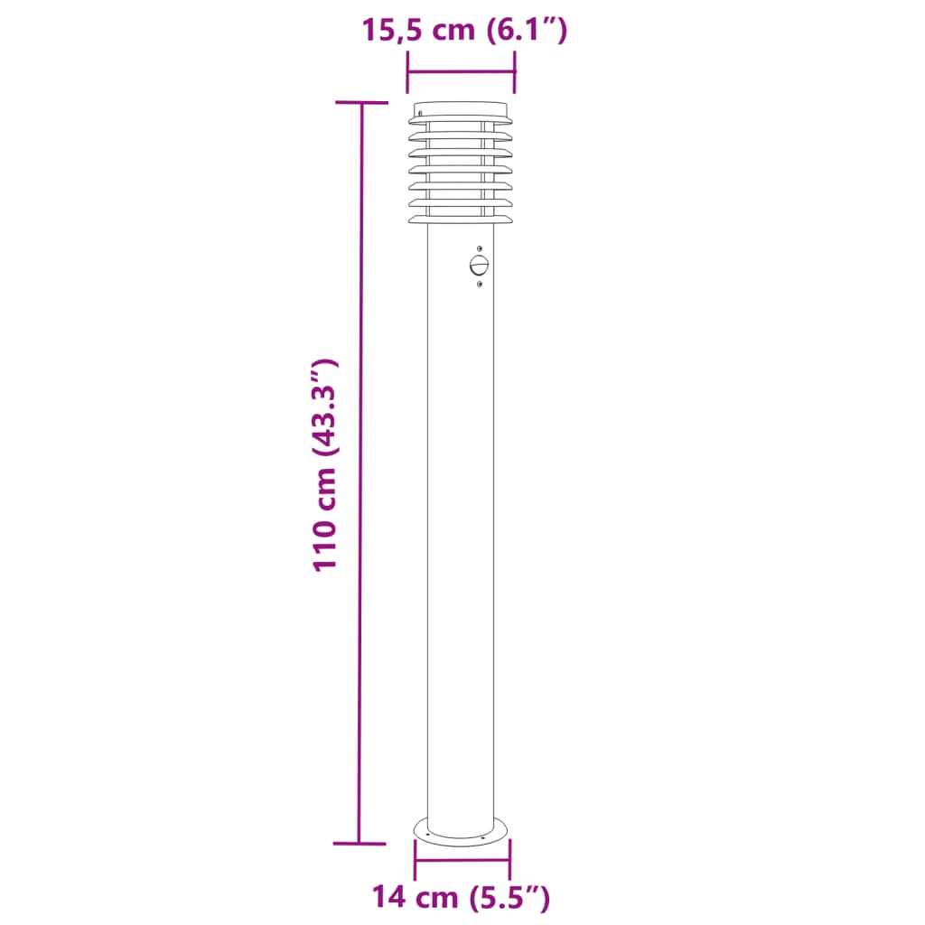 Wegeleuchten Mit Bewegungsmelder 3 Stk. N 110Cm Edelstahl Silber