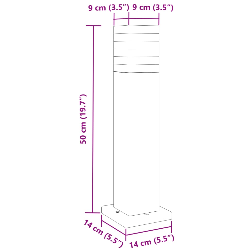 Wegeleuchte Schwarz Aluminium 50 Cm