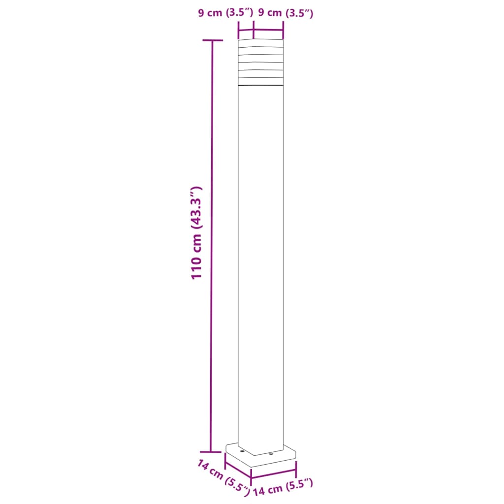 Wegeleuchte Schwarz Aluminium 110 Cm