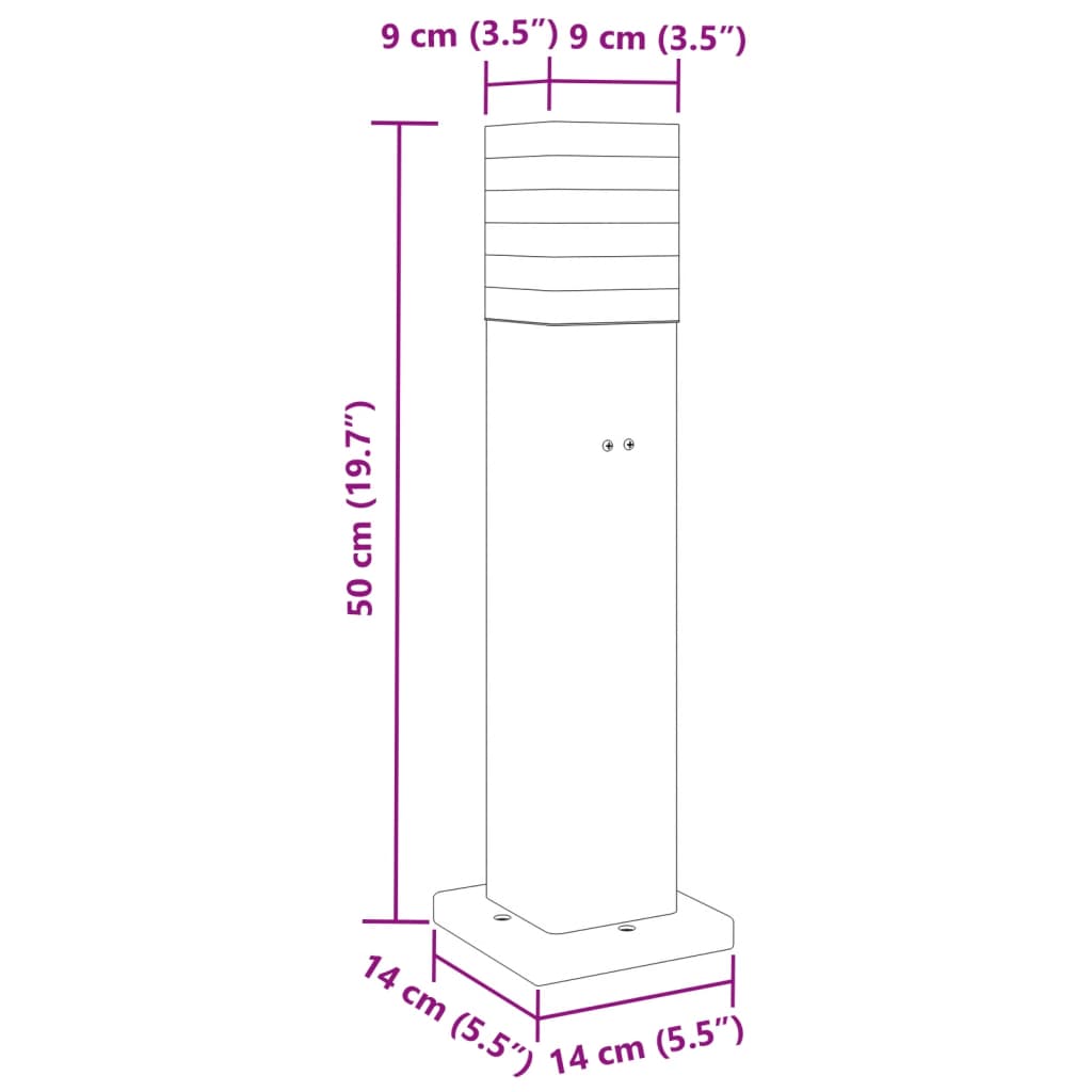 Wegeleuchte Schwarz Aluminium 50 Cm