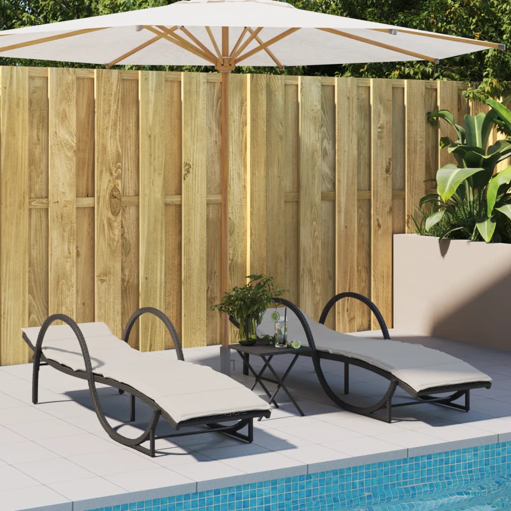 Sonnenliegen 2 Stk. Mit Auflagen Poly Rattan