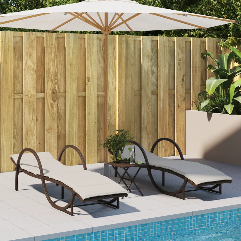 Sonnenliegen 2 Stk. Mit Auflagen Poly Rattan