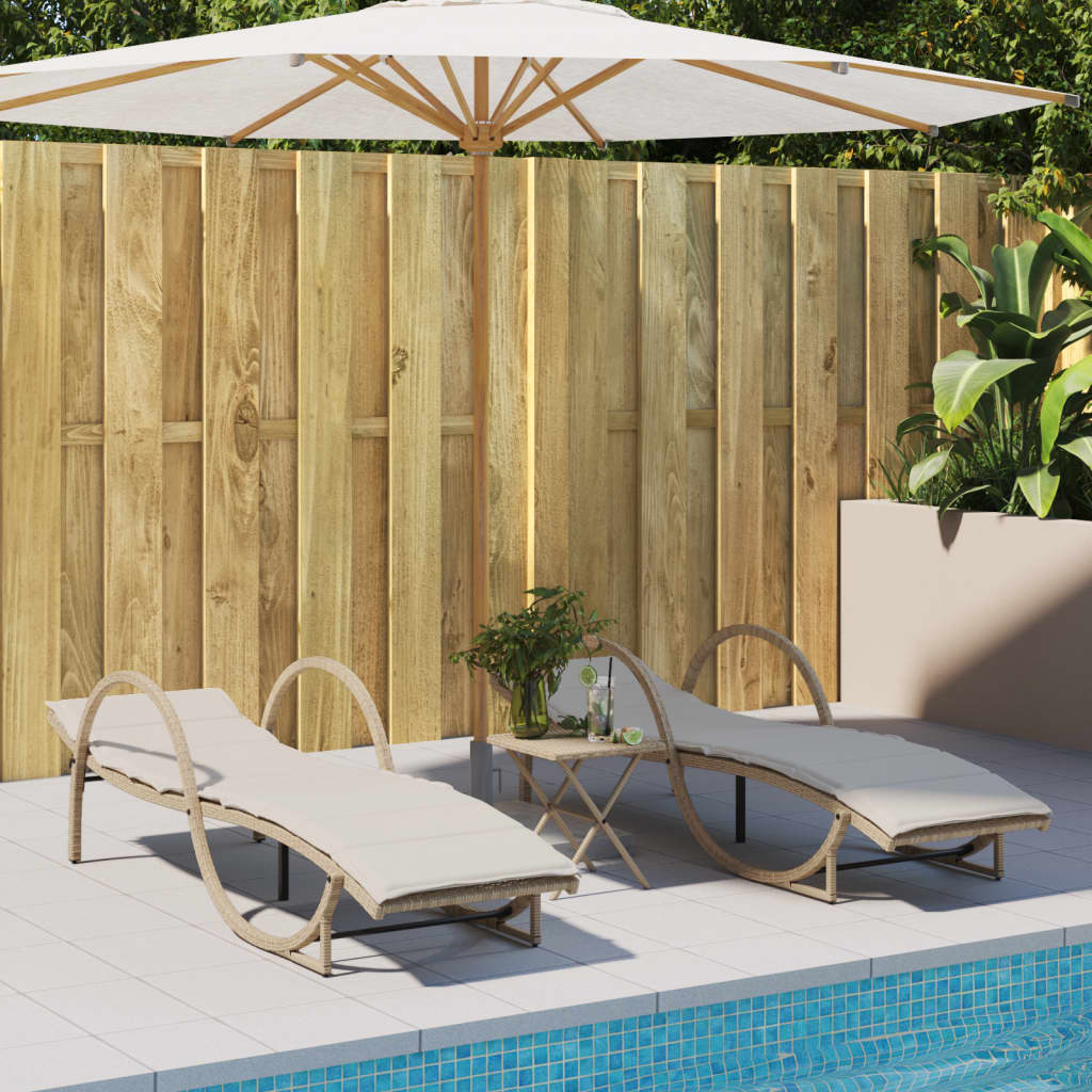 Sonnenliegen 2 Stk. Mit Auflagen Poly Rattan