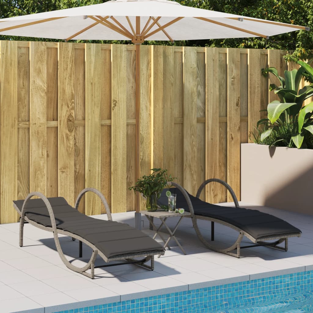 Sonnenliegen 2 Stk. Mit Auflagen Poly Rattan