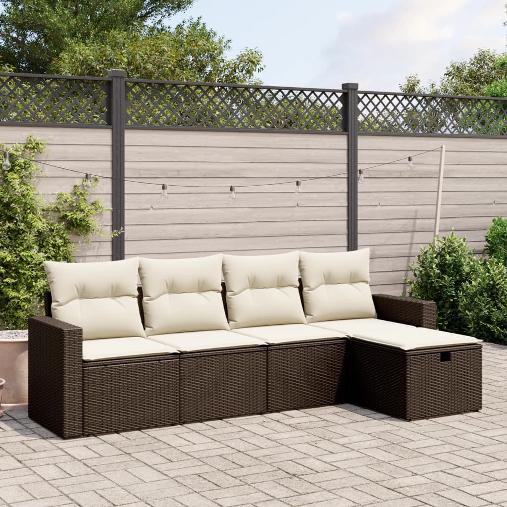 6-Tlg. Garten-Sofagarnitur Mit Kissen Beige Poly Rattan