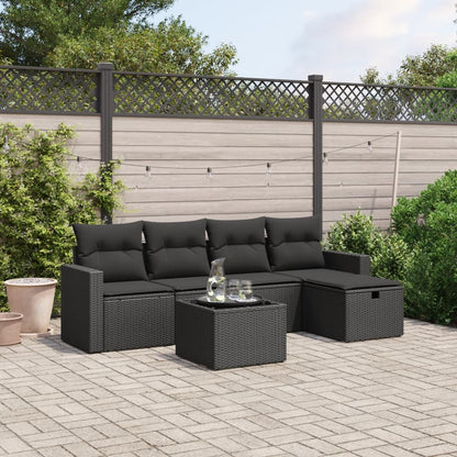 6-Tlg. Garten-Sofagarnitur Mit Kissen Beige Poly Rattan