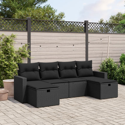 6-Tlg. Garten-Sofagarnitur Mit Kissen Beige Poly Rattan