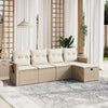 5-Tlg. Garten-Sofagarnitur Mit Kissen Beige Poly Rattan