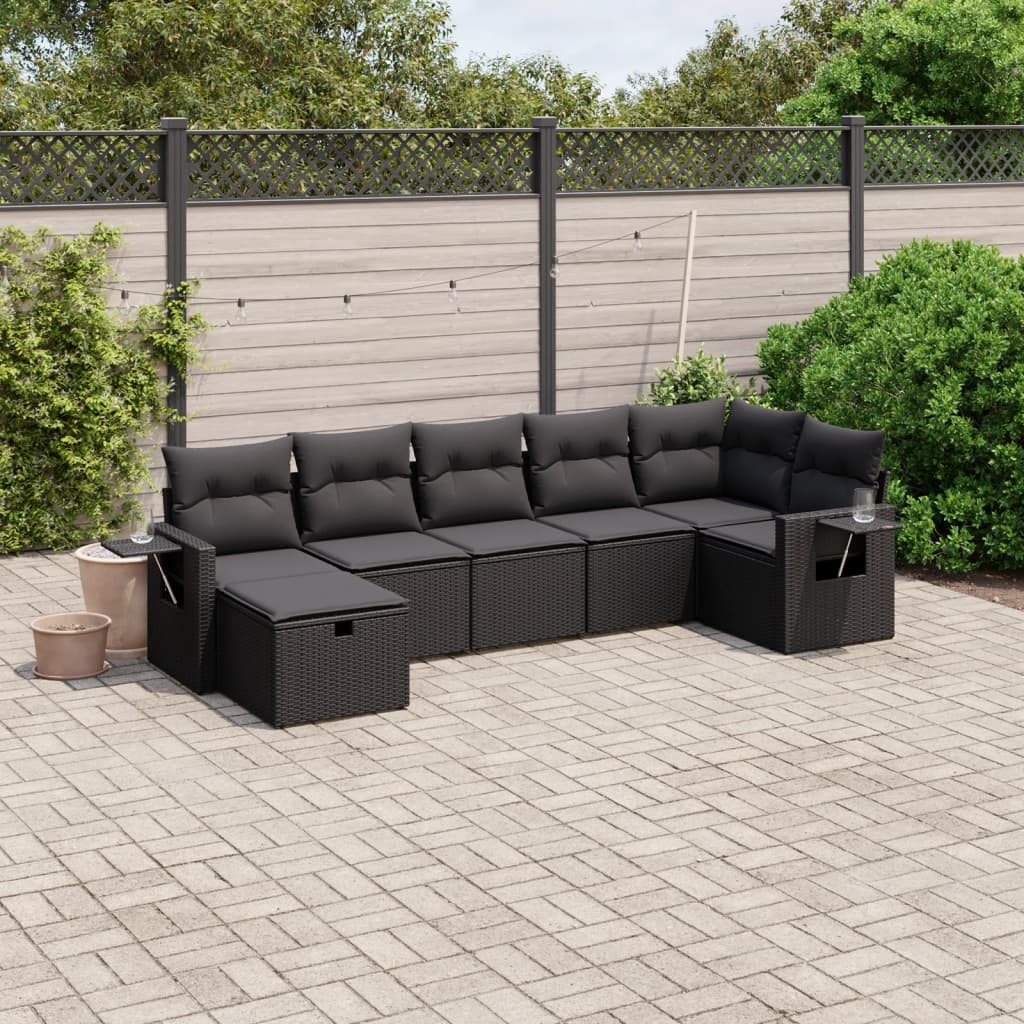 8-Tlg. Garten-Sofagarnitur Mit Kissen Beige Poly Rattan