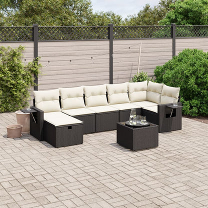 8-Tlg. Garten-Sofagarnitur Mit Kissen Beige Poly Rattan