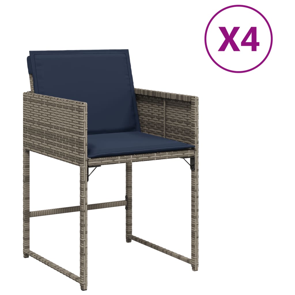 Gartenstühle Mit Kissen 4 Stk. Grau Poly Rattan