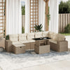 9-Tlg. Garten-Sofagarnitur Mit Kissen Beige Poly Rattan