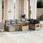 9-Tlg. Garten-Sofagarnitur Mit Kissen Beige Poly Rattan Akazie